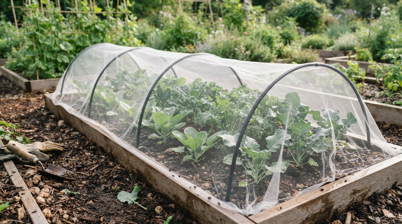 Insect netting row covers for brassicas: timing, pests, and risks